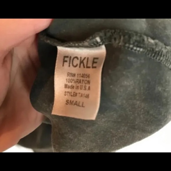 FICKLE Ash Grey Long Bell Sleeve Shoulder Cutout Top Tie Neck Blouse Women S - Picture 7 of 7